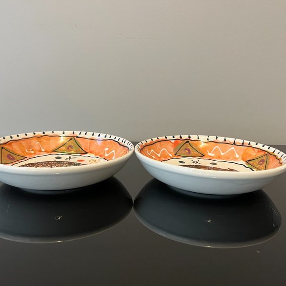 Funky and Fun Hand Painted Artables 3 PC Pasta Serving Bowl and Pasta Bowls - Picture 6 of 9